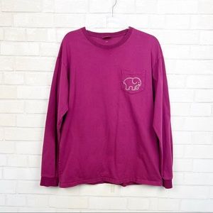 Ivory Ella Magenta Long Sleeve Crewneck Women's Top Size Large